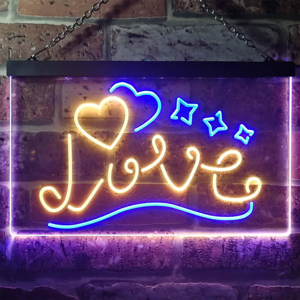 ADVPRO Love Stars Hearts Room Decor Dual Color LED Neon Sign st6-i3248 - Blue & Yellow