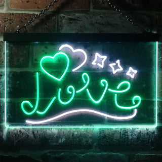 ADVPRO Love Stars Hearts Room Decor Dual Color LED Neon Sign st6-i3248 - White & Green
