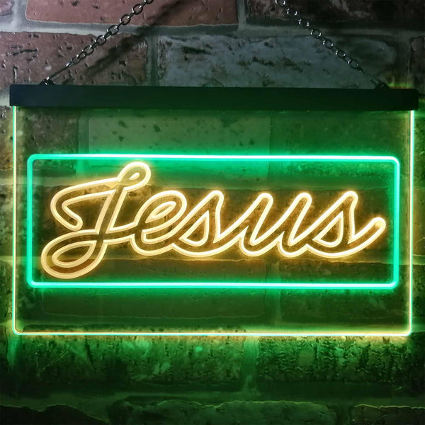 ADVPRO Jesus Home Decoration Dual Color LED Neon Sign st6-i3249 - Green & Yellow