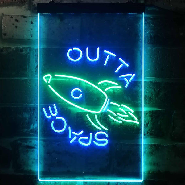 ADVPRO Rocket Shuttle Ship in Outta Space  Dual Color LED Neon Sign st6-i3251 - Green & Blue
