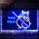 ADVPRO Nice Rack BBQ Pig Dual Color LED Neon Sign st6-i3252 - White & Blue
