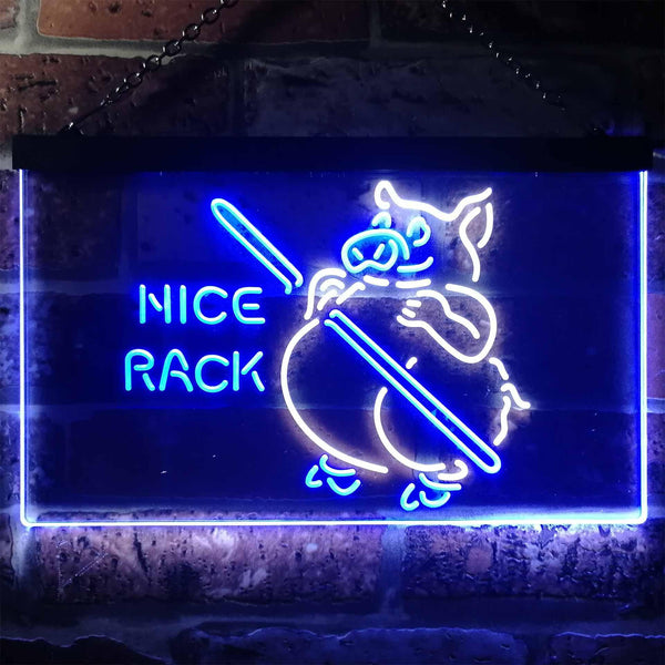 ADVPRO Nice Rack BBQ Pig Dual Color LED Neon Sign st6-i3252 - White & Blue