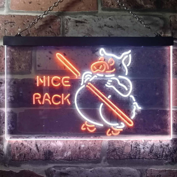 ADVPRO Nice Rack BBQ Pig Dual Color LED Neon Sign st6-i3252 - White & Orange