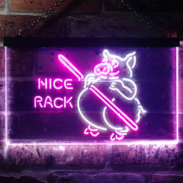 ADVPRO Nice Rack BBQ Pig Dual Color LED Neon Sign st6-i3252 - White & Purple
