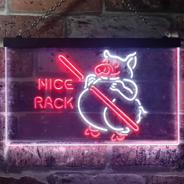 ADVPRO Nice Rack BBQ Pig Dual Color LED Neon Sign st6-i3252 - White & Red