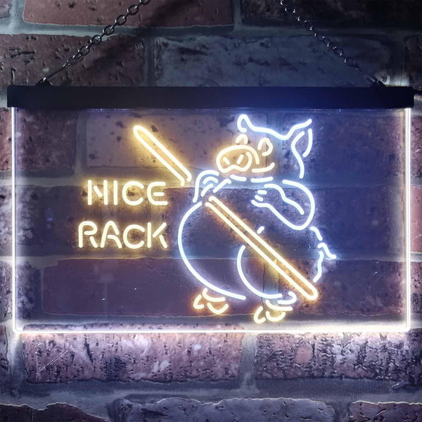 ADVPRO Nice Rack BBQ Pig Dual Color LED Neon Sign st6-i3252 - White & Yellow