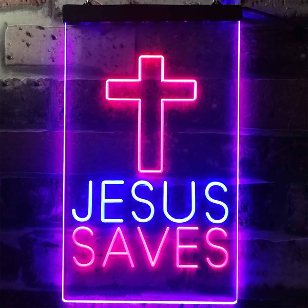 ADVPRO Cross Jesus Saves Home Decoration  Dual Color LED Neon Sign st6-i3253 - Blue & Red