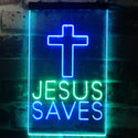ADVPRO Cross Jesus Saves Home Decoration  Dual Color LED Neon Sign st6-i3253 - Green & Blue