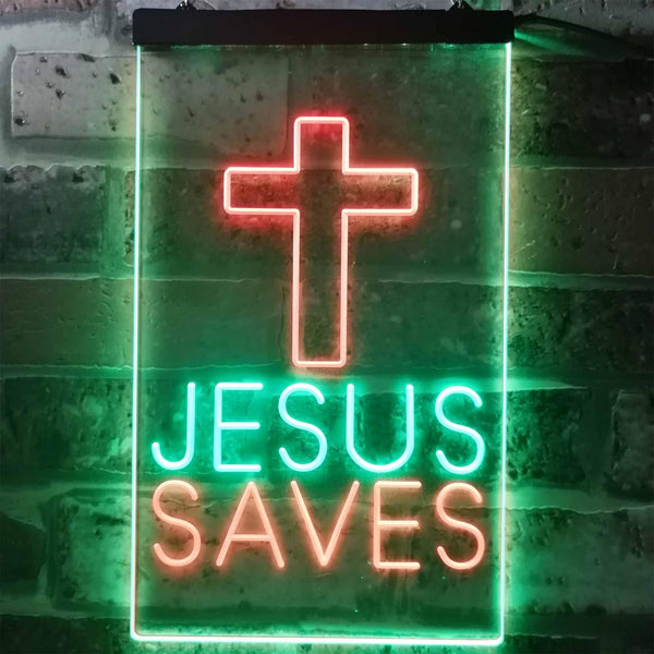 ADVPRO Cross Jesus Saves Home Decoration  Dual Color LED Neon Sign st6-i3253 - Green & Red