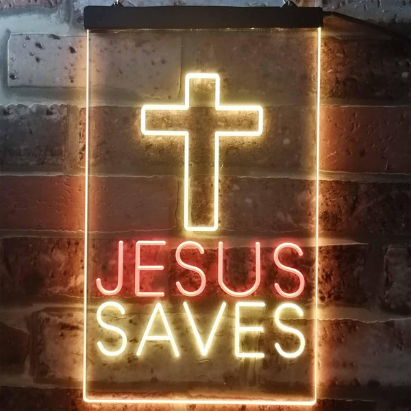ADVPRO Cross Jesus Saves Home Decoration  Dual Color LED Neon Sign st6-i3253 - Red & Yellow
