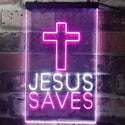 ADVPRO Cross Jesus Saves Home Decoration  Dual Color LED Neon Sign st6-i3253 - White & Purple