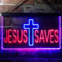 ADVPRO Jesus Saves Cross Dual Color LED Neon Sign st6-i3254 - Blue & Red