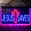 ADVPRO Jesus Saves Cross Dual Color LED Neon Sign st6-i3254 - Red & Blue