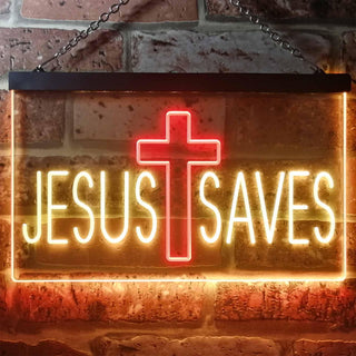 ADVPRO Jesus Saves Cross Dual Color LED Neon Sign st6-i3254 - Red & Yellow