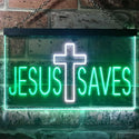 ADVPRO Jesus Saves Cross Dual Color LED Neon Sign st6-i3254 - White & Green