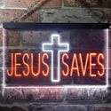 ADVPRO Jesus Saves Cross Dual Color LED Neon Sign st6-i3254 - White & Orange
