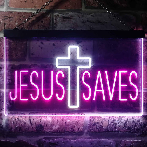 ADVPRO Jesus Saves Cross Dual Color LED Neon Sign st6-i3254 - White & Purple