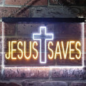 ADVPRO Jesus Saves Cross Dual Color LED Neon Sign st6-i3254 - White & Yellow