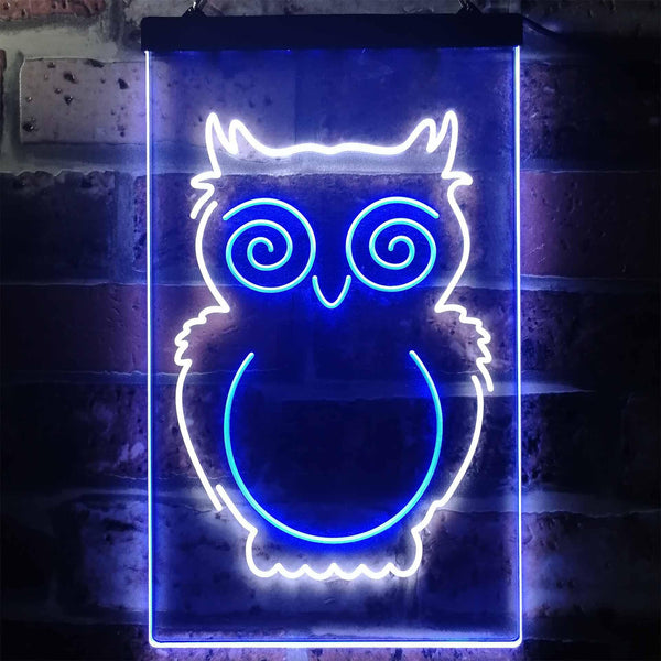 ADVPRO Owl Kid Room Display  Dual Color LED Neon Sign st6-i3256 - White & Blue