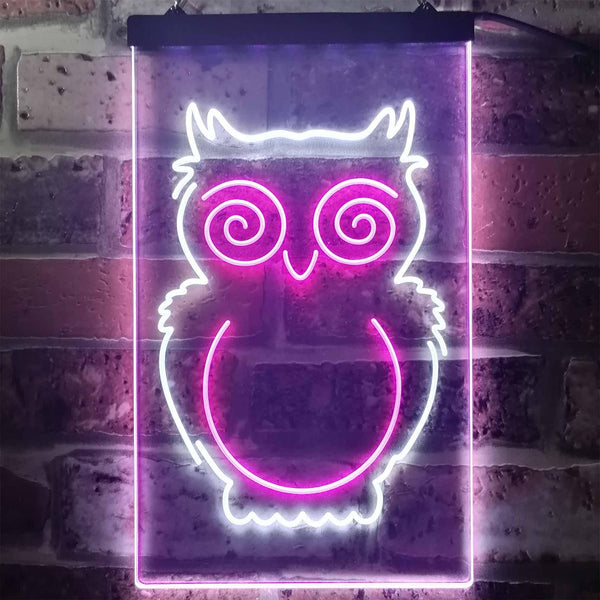 ADVPRO Owl Kid Room Display  Dual Color LED Neon Sign st6-i3256 - White & Purple
