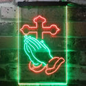 ADVPRO Praying Hands Cross Display  Dual Color LED Neon Sign st6-i3262 - Green & Red