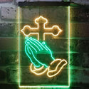 ADVPRO Praying Hands Cross Display  Dual Color LED Neon Sign st6-i3262 - Green & Yellow