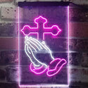 ADVPRO Praying Hands Cross Display  Dual Color LED Neon Sign st6-i3262 - White & Purple