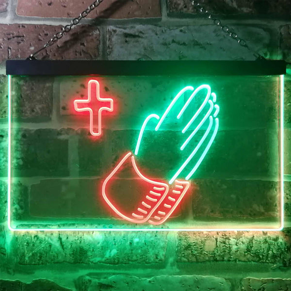 ADVPRO Praying Hands Cross Dual Color LED Neon Sign st6-i3263 - Green & Red
