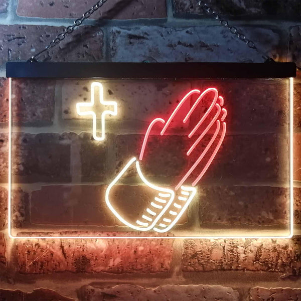 ADVPRO Praying Hands Cross Dual Color LED Neon Sign st6-i3263 - Red & Yellow