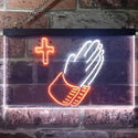 ADVPRO Praying Hands Cross Dual Color LED Neon Sign st6-i3263 - White & Orange