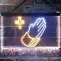 ADVPRO Praying Hands Cross Dual Color LED Neon Sign st6-i3263 - White & Yellow