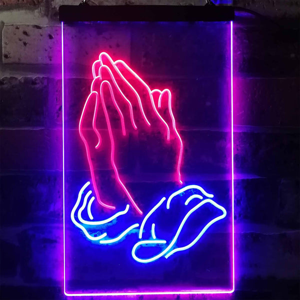 ADVPRO Praying Hands Home Display  Dual Color LED Neon Sign st6-i3264 - Blue & Red