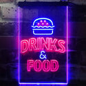 ADVPRO Drinks and Food Hamburger Fast Food  Dual Color LED Neon Sign st6-i3265 - Blue & Red