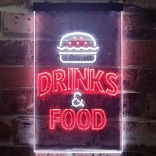 ADVPRO Drinks and Food Hamburger Fast Food  Dual Color LED Neon Sign st6-i3265 - White & Red