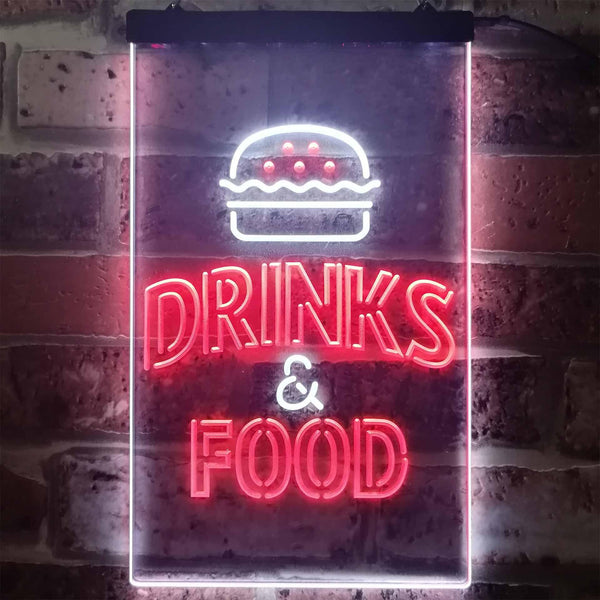 ADVPRO Drinks and Food Hamburger Fast Food  Dual Color LED Neon Sign st6-i3265 - White & Red