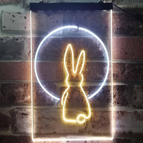 ADVPRO Rabbit Moon Window Display  Dual Color LED Neon Sign st6-i3266 - White & Yellow