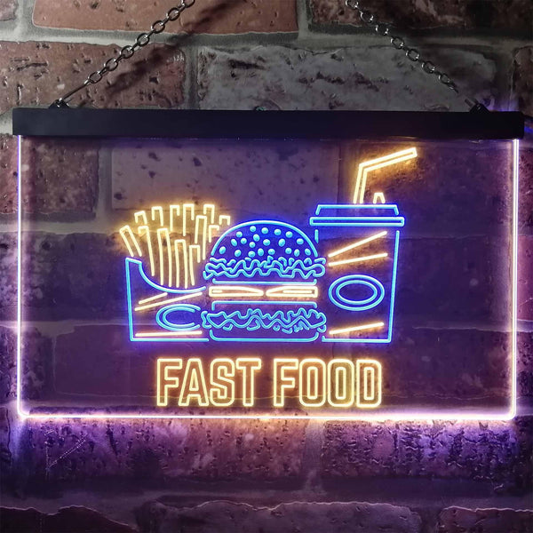 ADVPRO Fast Food Cafe Display Dual Color LED Neon Sign st6-i3267 - Blue & Yellow