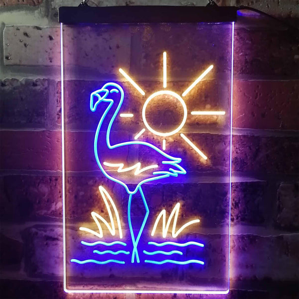 ADVPRO Tropical Flamingo Bar Beer  Dual Color LED Neon Sign st6-i3270 - Blue & Yellow