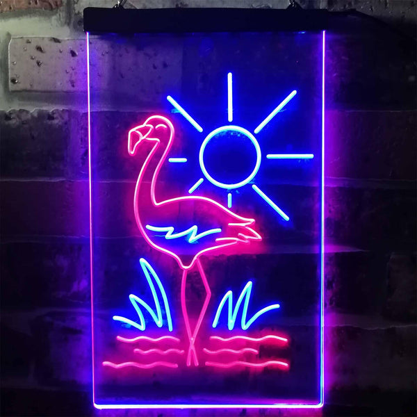 ADVPRO Tropical Flamingo Bar Beer  Dual Color LED Neon Sign st6-i3270 - Red & Blue