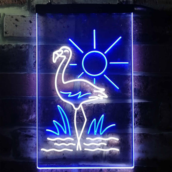 ADVPRO Tropical Flamingo Bar Beer  Dual Color LED Neon Sign st6-i3270 - White & Blue