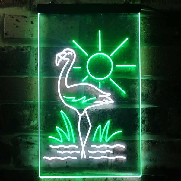 ADVPRO Tropical Flamingo Bar Beer  Dual Color LED Neon Sign st6-i3270 - White & Green