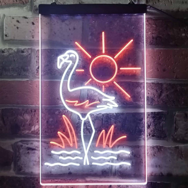 ADVPRO Tropical Flamingo Bar Beer  Dual Color LED Neon Sign st6-i3270 - White & Orange