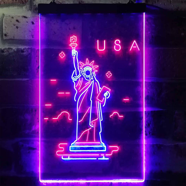 ADVPRO The Statue of Liberty USA  Dual Color LED Neon Sign st6-i3271 - Blue & Red