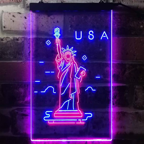 ADVPRO The Statue of Liberty USA  Dual Color LED Neon Sign st6-i3271 - Red & Blue