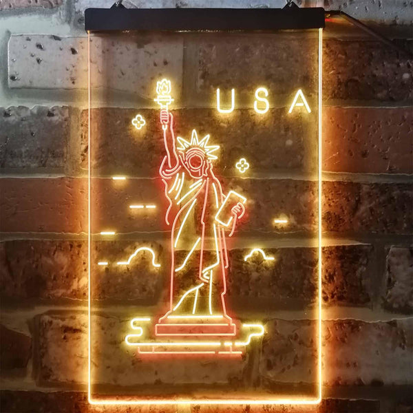 ADVPRO The Statue of Liberty USA  Dual Color LED Neon Sign st6-i3271 - Red & Yellow