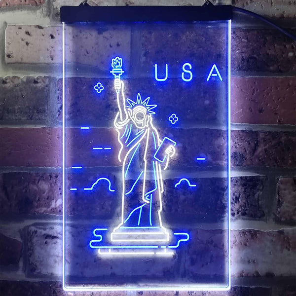 ADVPRO The Statue of Liberty USA  Dual Color LED Neon Sign st6-i3271 - White & Blue