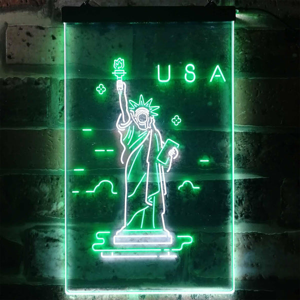 ADVPRO The Statue of Liberty USA  Dual Color LED Neon Sign st6-i3271 - White & Green