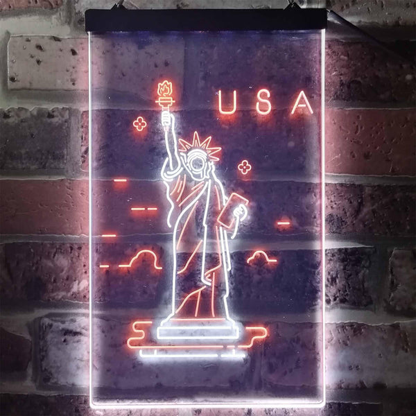 ADVPRO The Statue of Liberty USA  Dual Color LED Neon Sign st6-i3271 - White & Orange