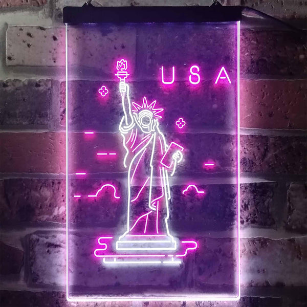 ADVPRO The Statue of Liberty USA  Dual Color LED Neon Sign st6-i3271 - White & Purple