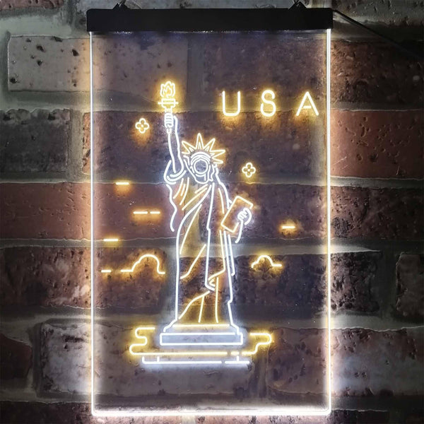 ADVPRO The Statue of Liberty USA  Dual Color LED Neon Sign st6-i3271 - White & Yellow